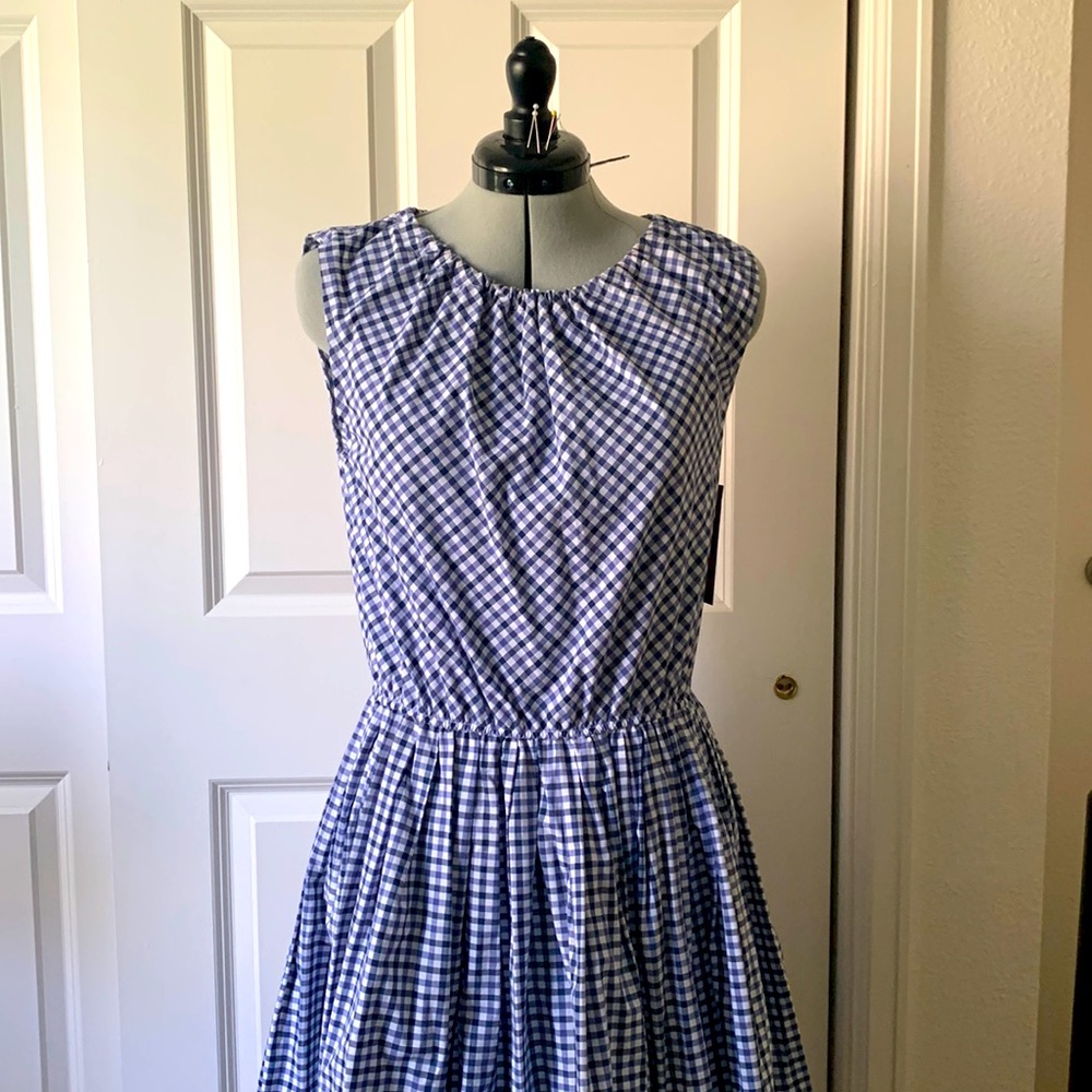 Blue and white gingham sun dress